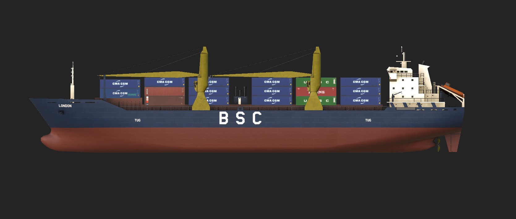 Cargo Ship with Containers Low-poly 3D model_1