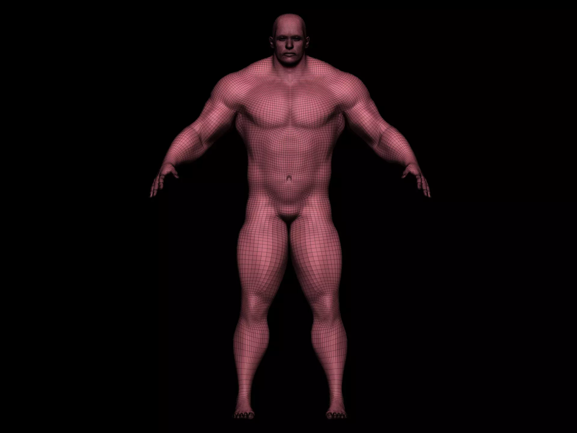 Mesh base strong caucasian man 3D model_0