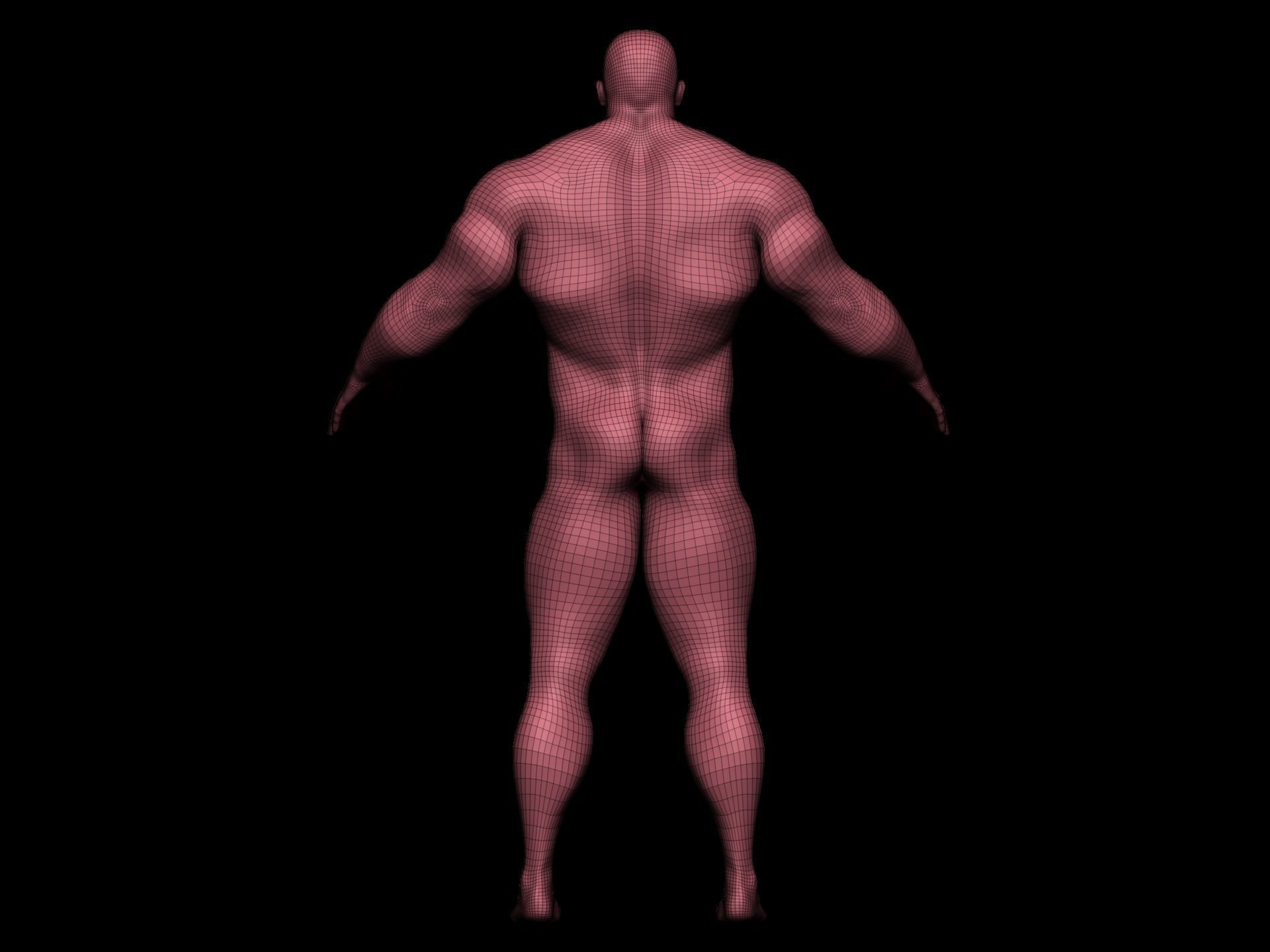 Mesh base strong caucasian man 3D model_3