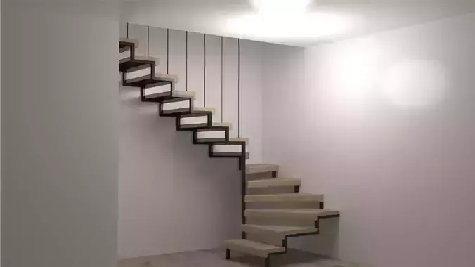 Metal and Wood Stairs V-ray Ready