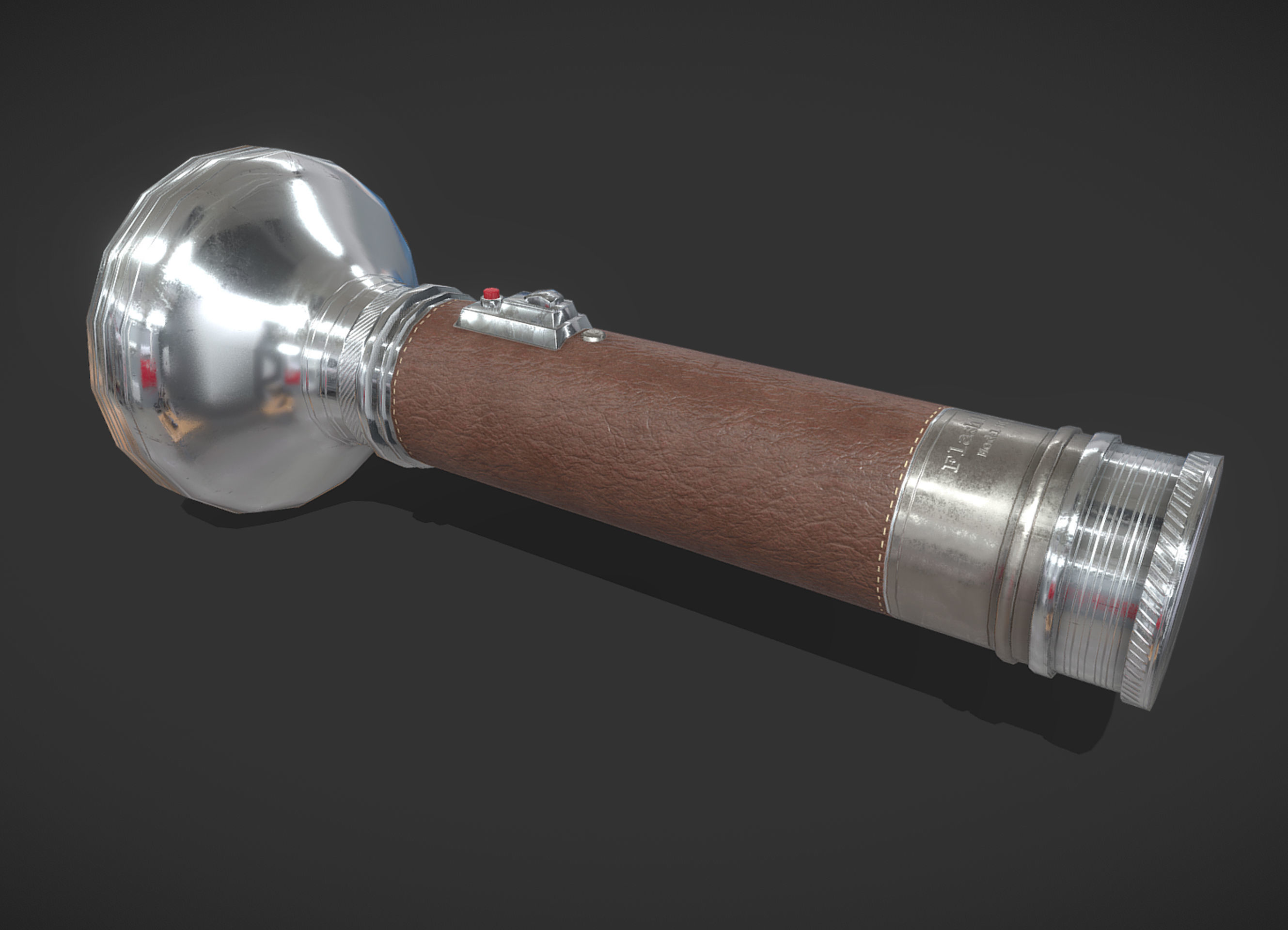 Vintage Flashlight Low-poly 3D model_1