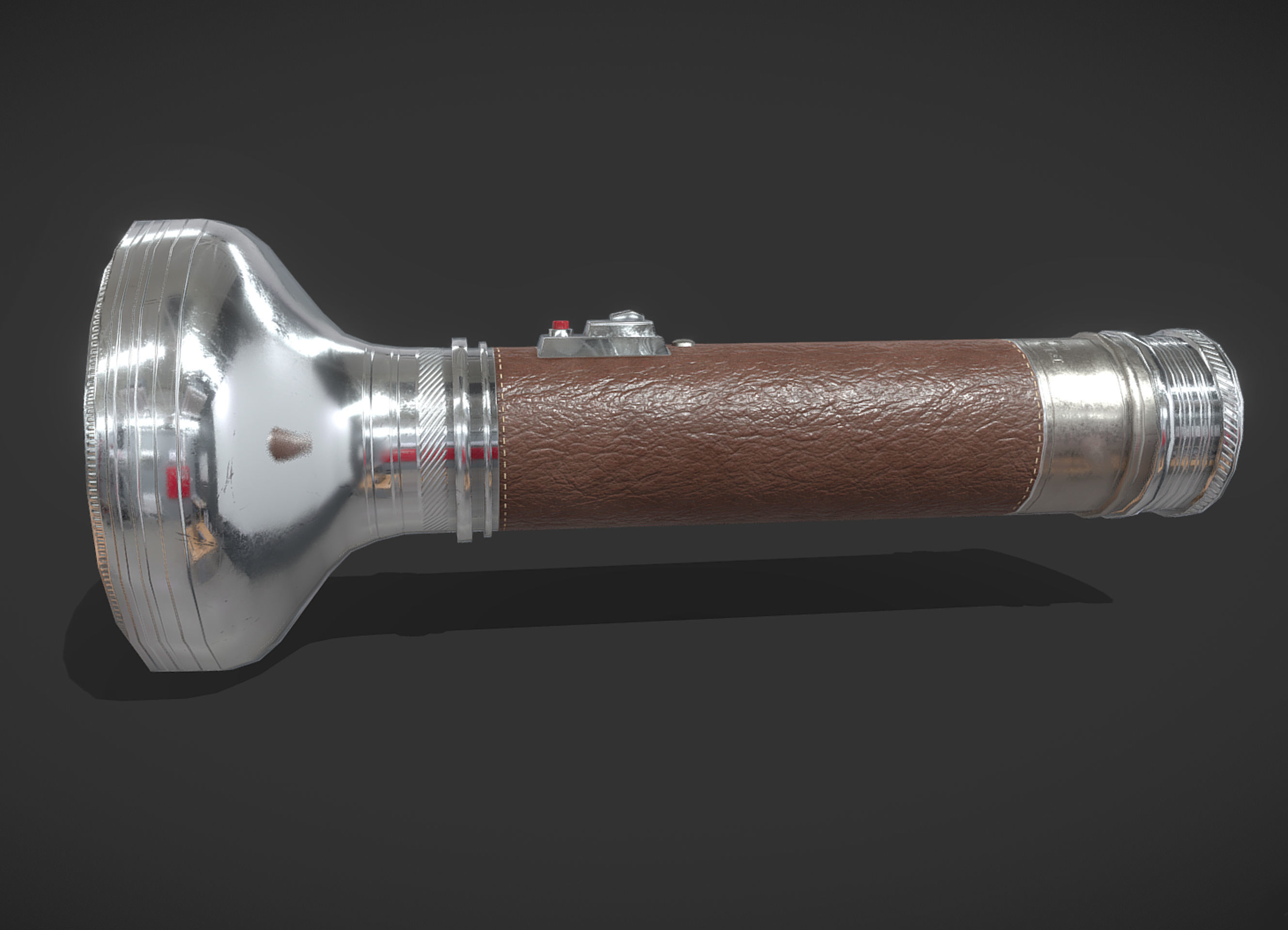 Vintage Flashlight Low-poly 3D model_6