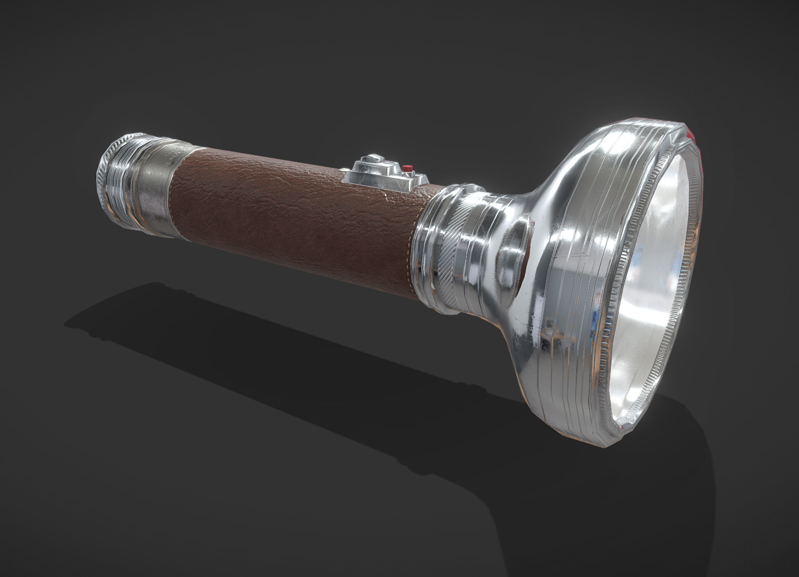 Vintage Flashlight Low-poly 3D model_3