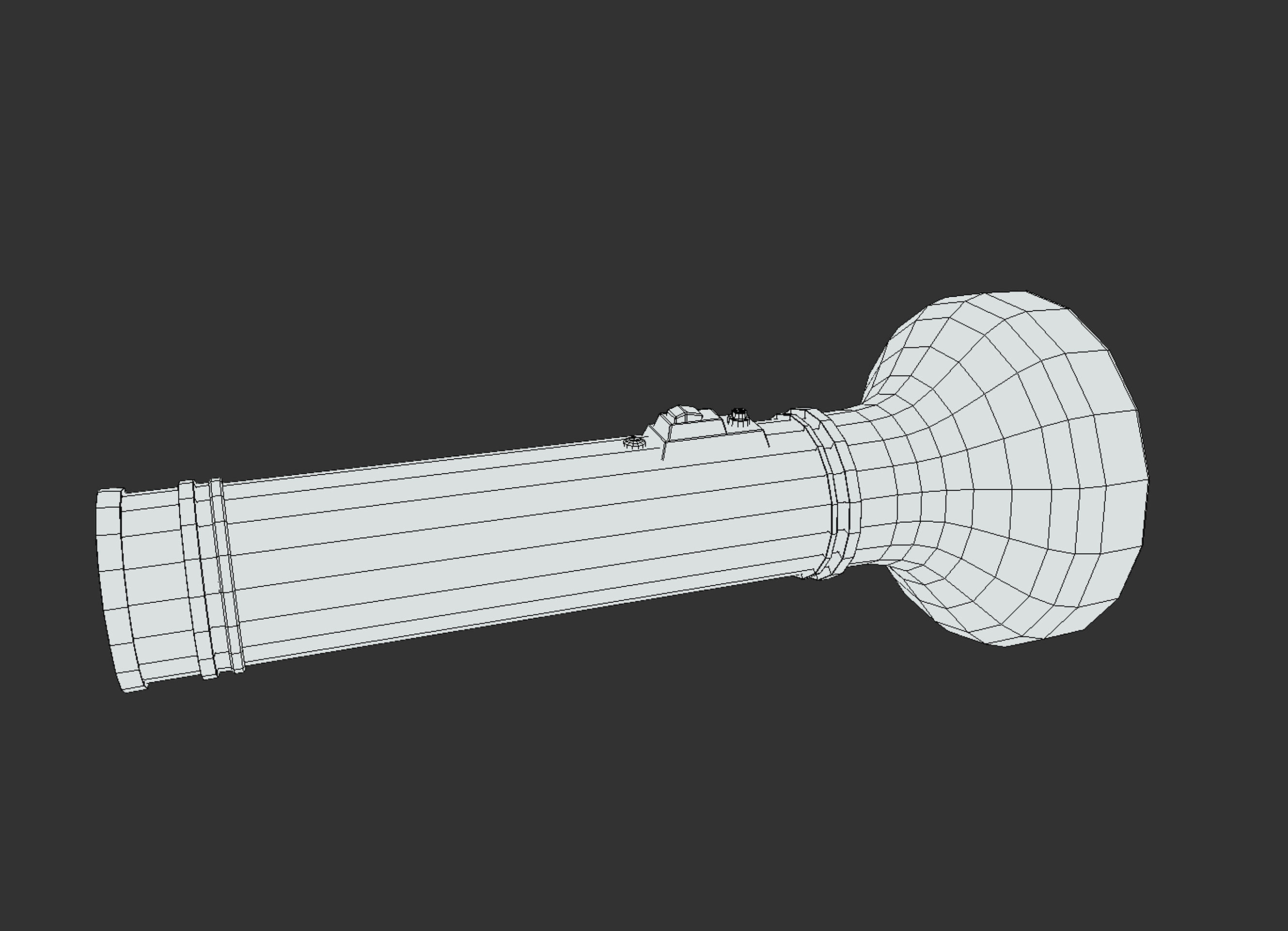 Vintage Flashlight Low-poly 3D model_10