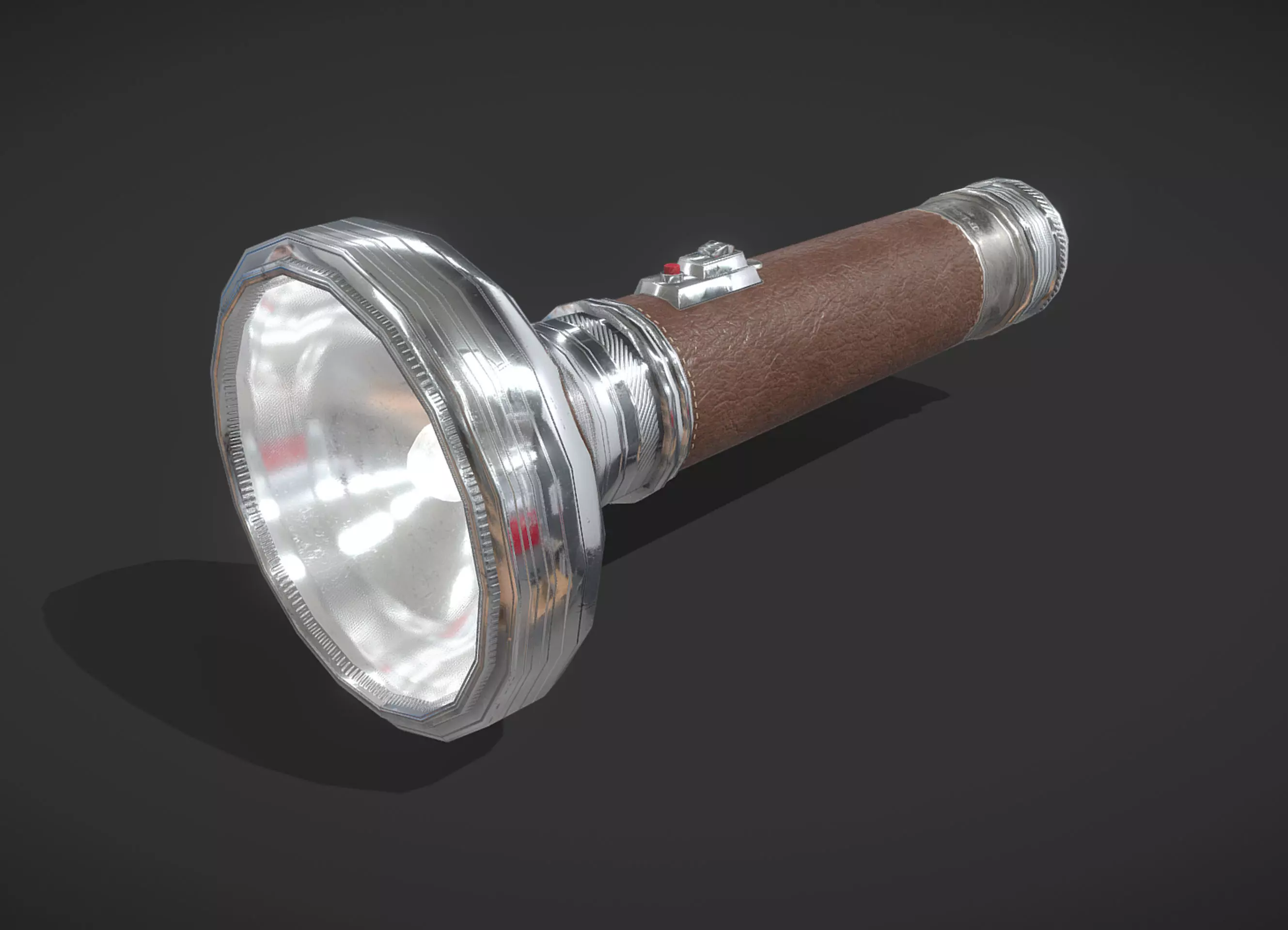 Vintage Flashlight Low-poly 3D model_0