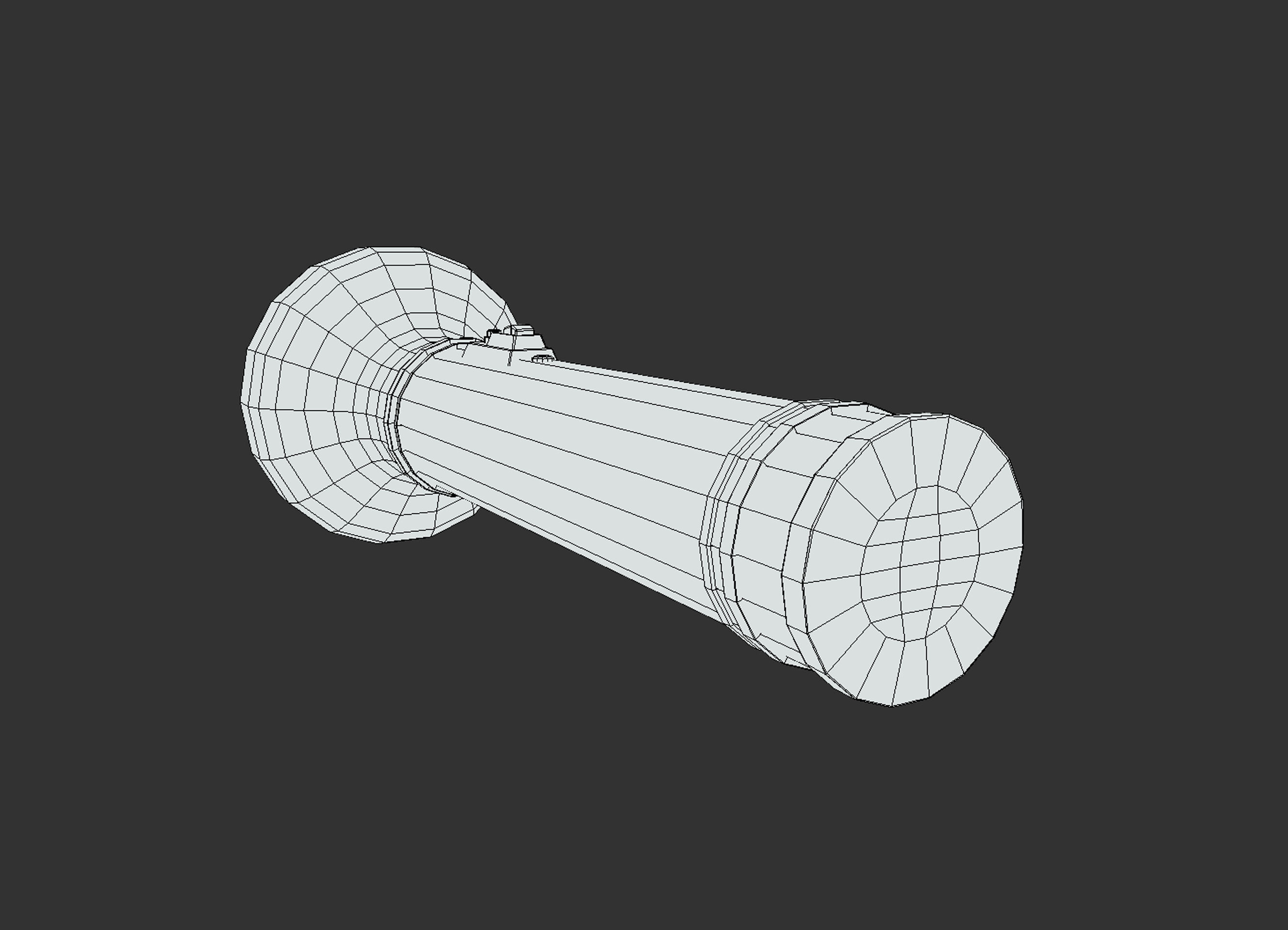 Vintage Flashlight Low-poly 3D model_9