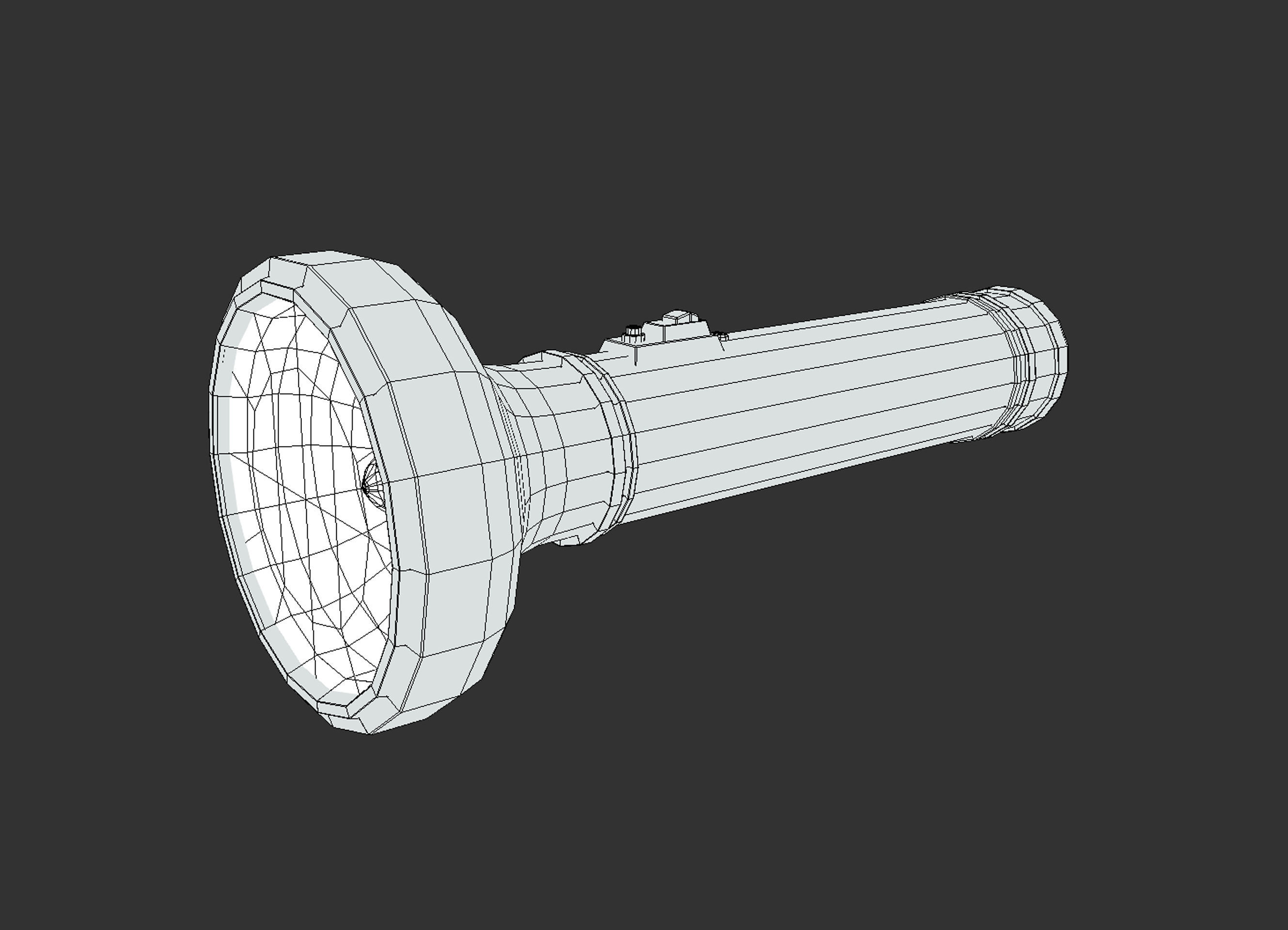 Vintage Flashlight Low-poly 3D model_7