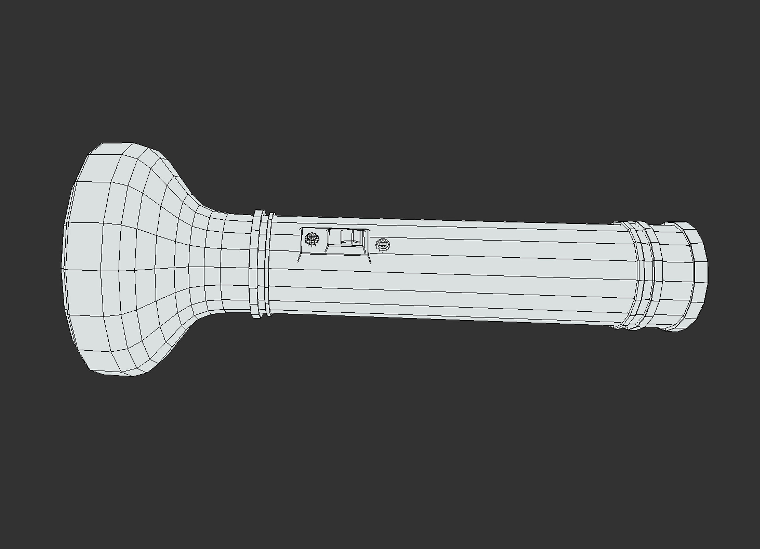 Vintage Flashlight Low-poly 3D model_8