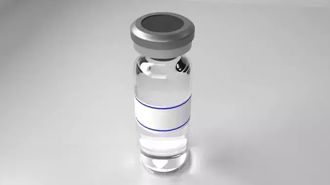 Vaccine Bottle with Label and Liquid 3D model