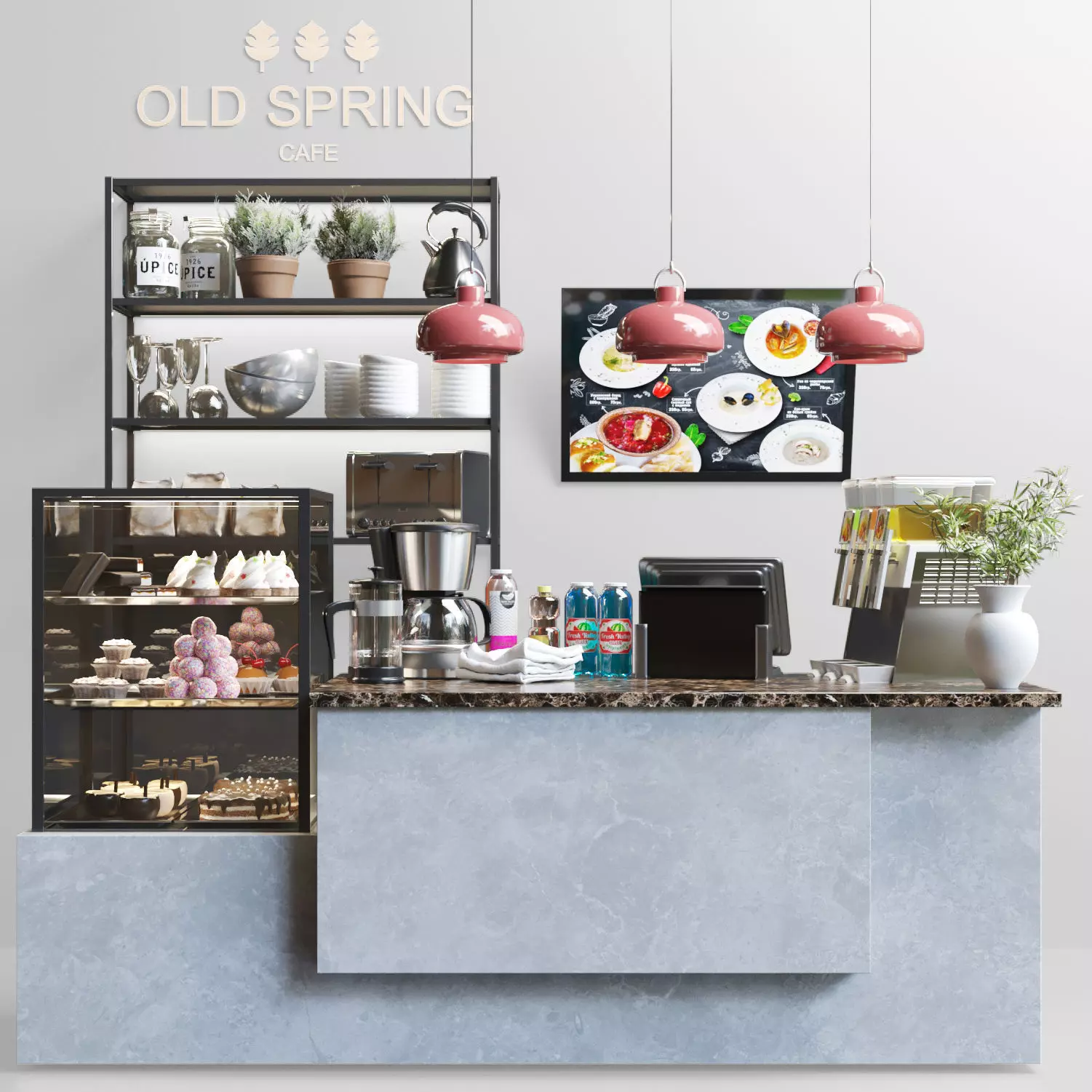 Modern cafe 2 3D model_0