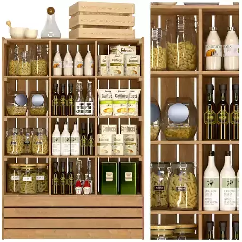 Rack with groceries in the store 3D model