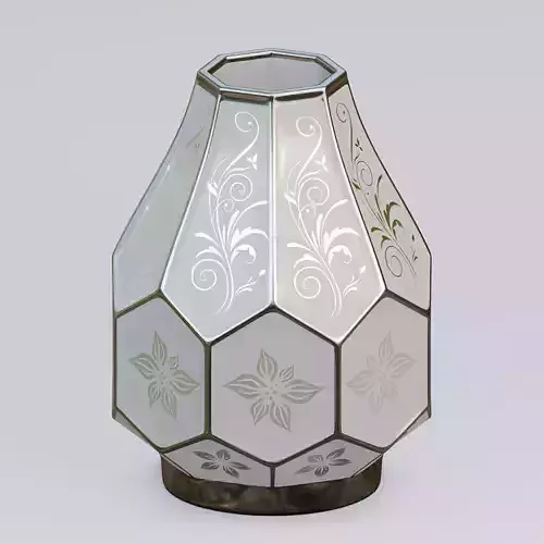 Vase29 glass lamp with floral design