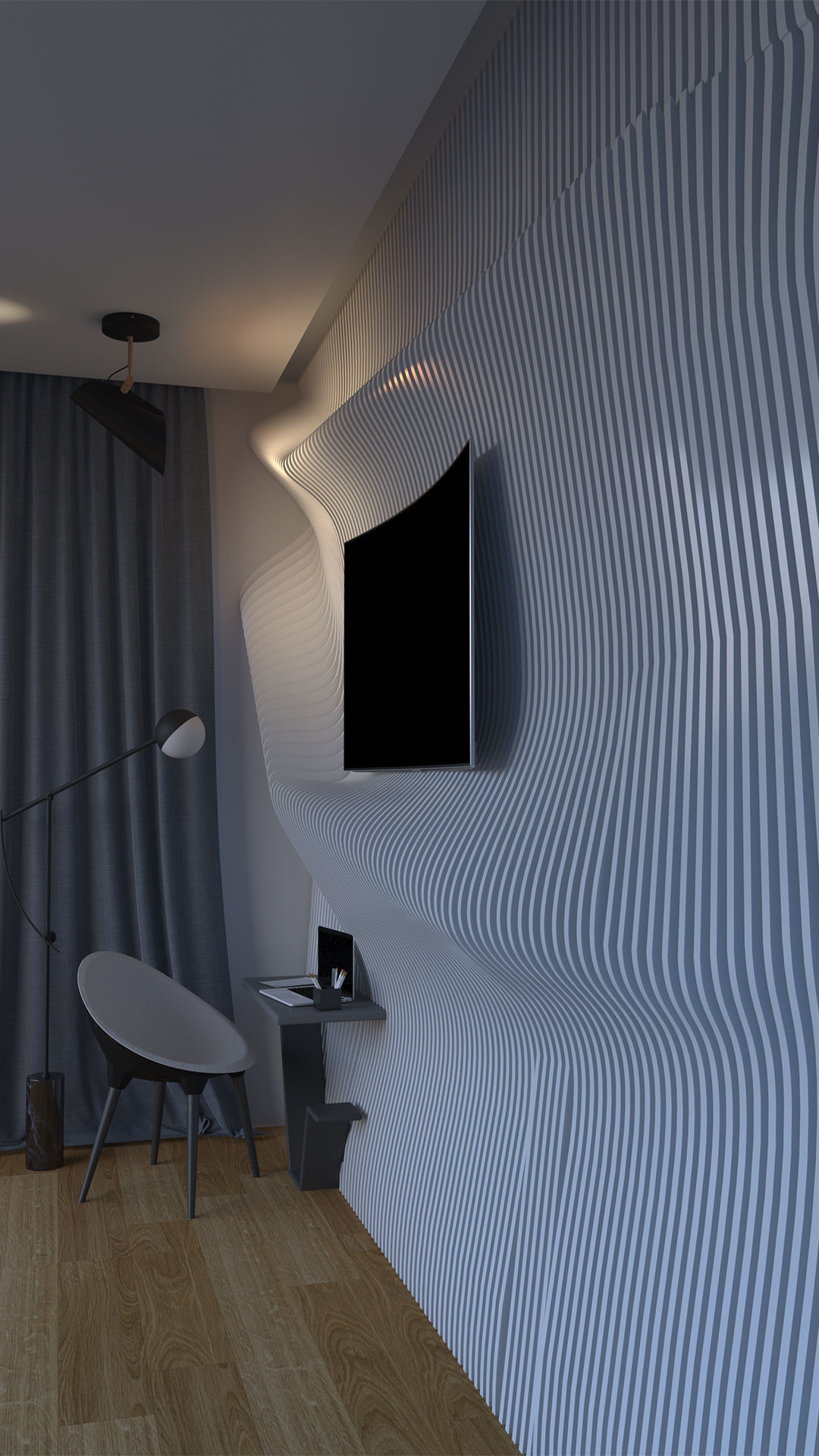 Parametric Tv Unit Low-poly 3D model_2