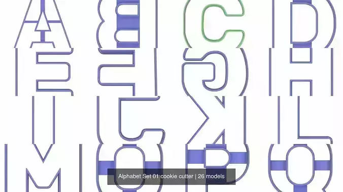 Alphabet Set 01 cookie cutter 3D Model Collection
