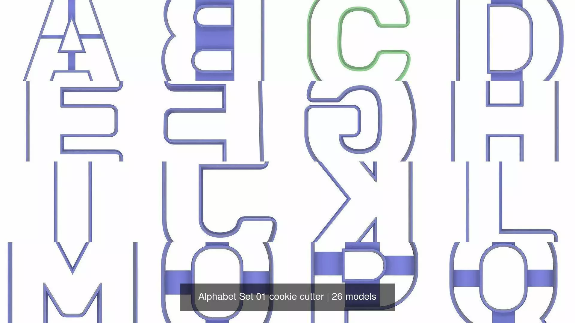 Alphabet Set 01 cookie cutter 3D Model Collection_1