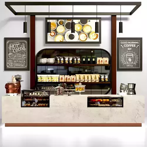 Large cafe with sweets