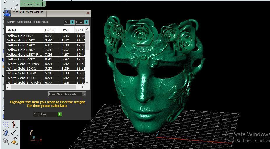 3d jewelry gold mask with roses 3D print model_3
