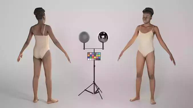 Beautiful woman in bodysuit in A-pose 269 Low-poly 3D model