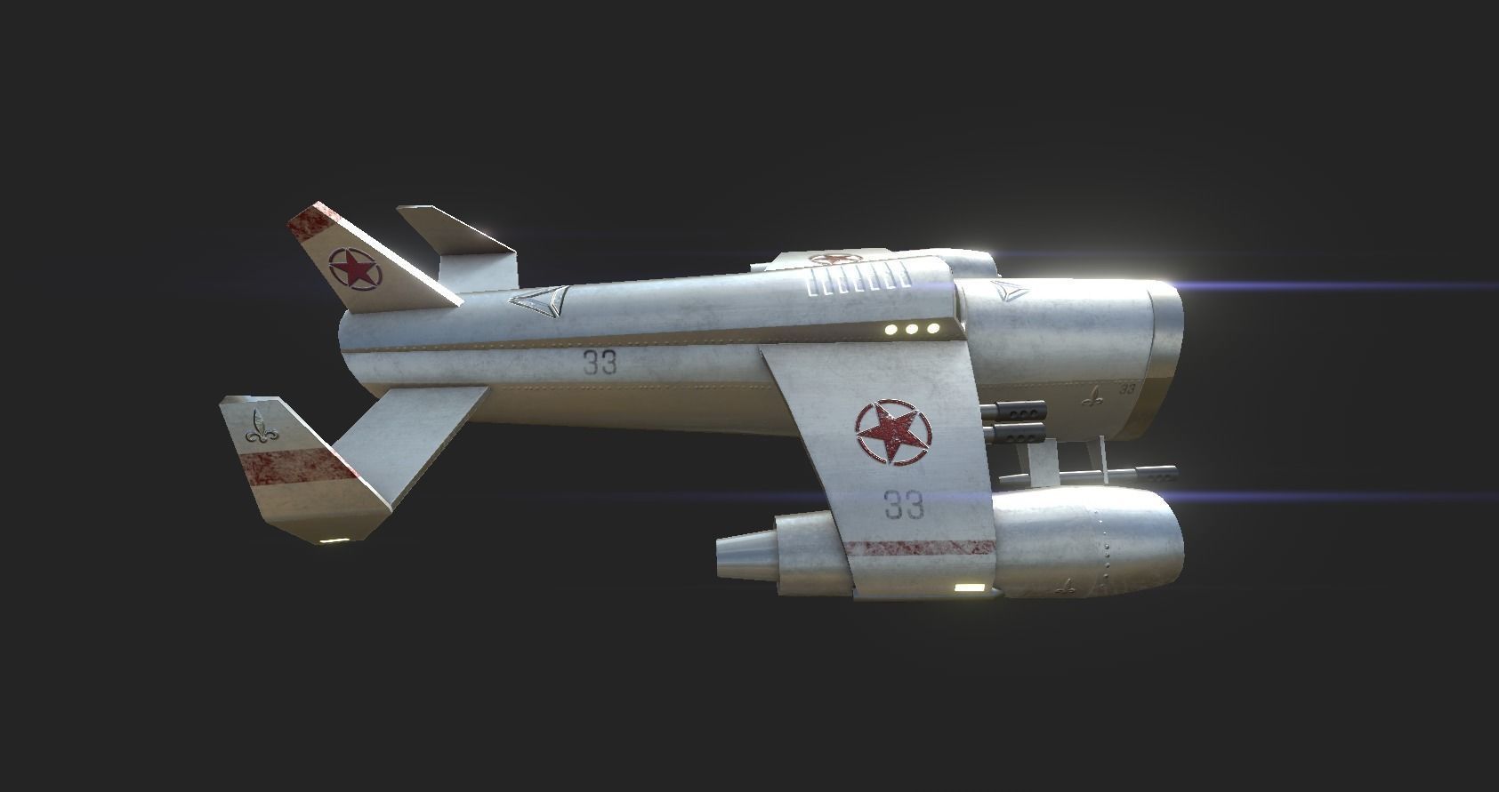 Aircraft Spaceship 04 - Classic Style Spacecraft Low-poly 3D model_4