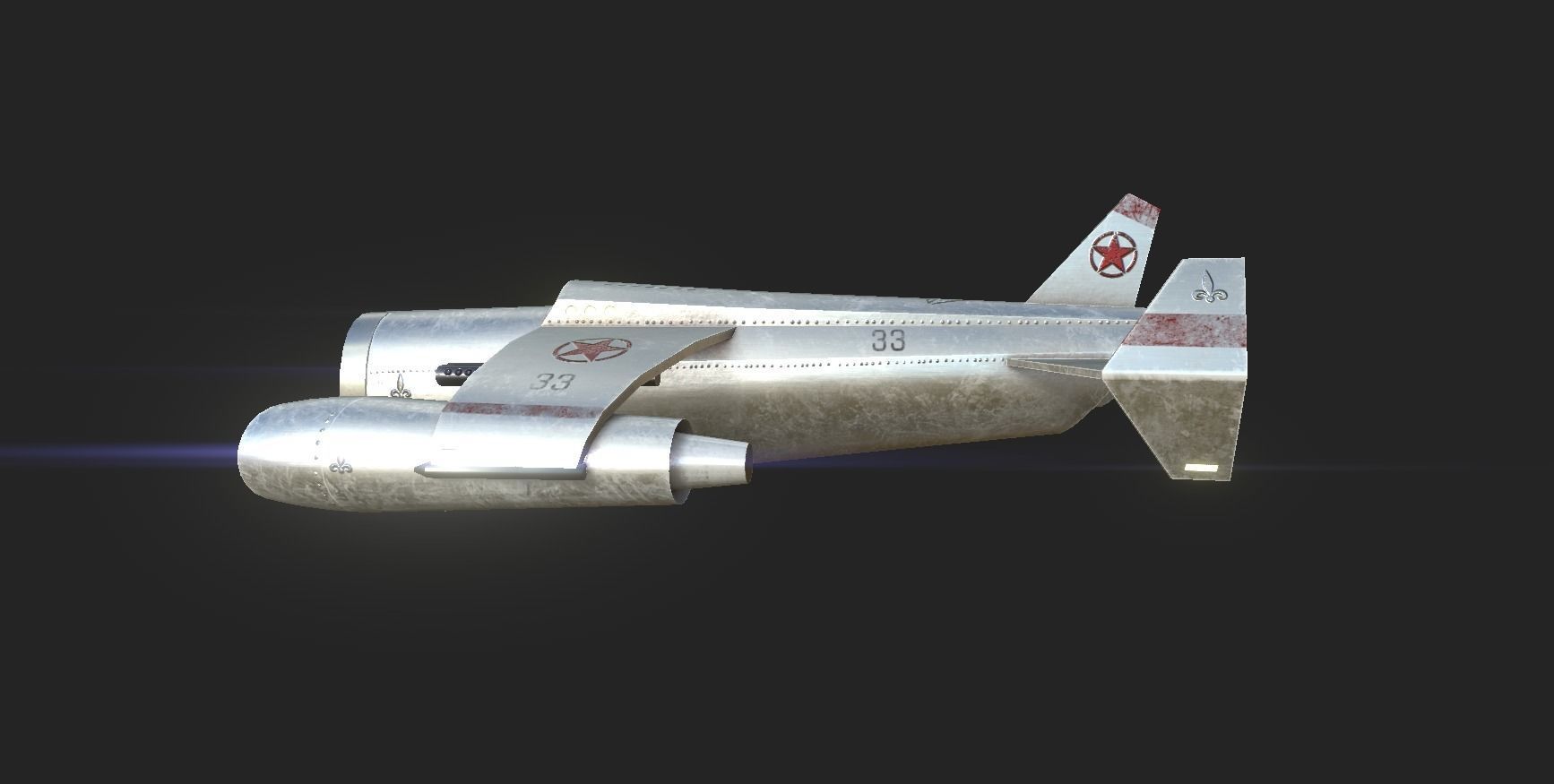 Aircraft Spaceship 04 - Classic Style Spacecraft Low-poly 3D model_6