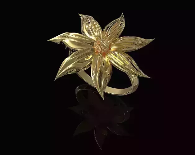 Flower with long leaves Ring