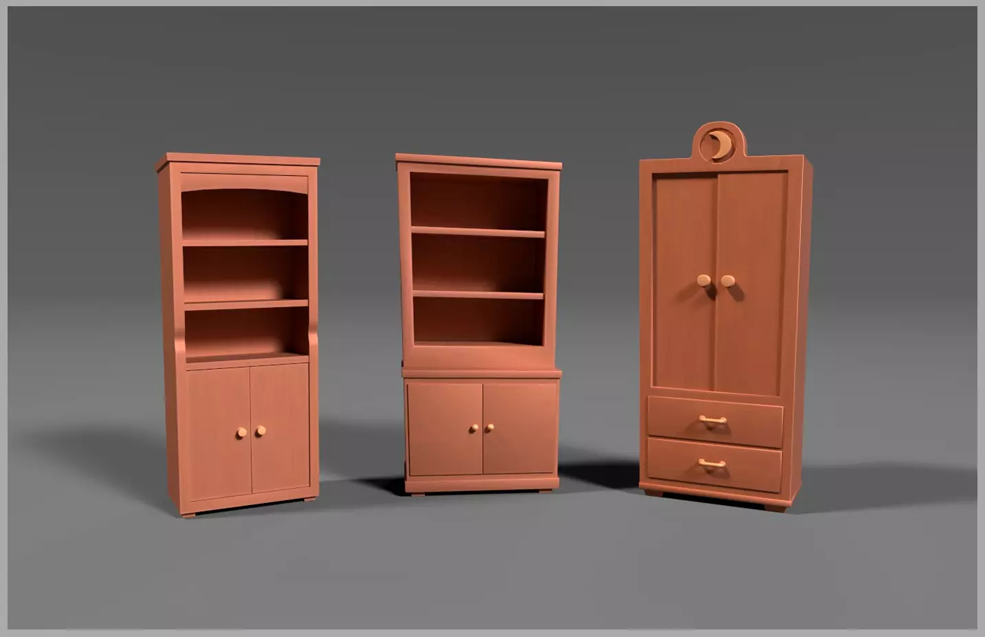 A simple set of asymmetrical furniture Low-poly 3D model