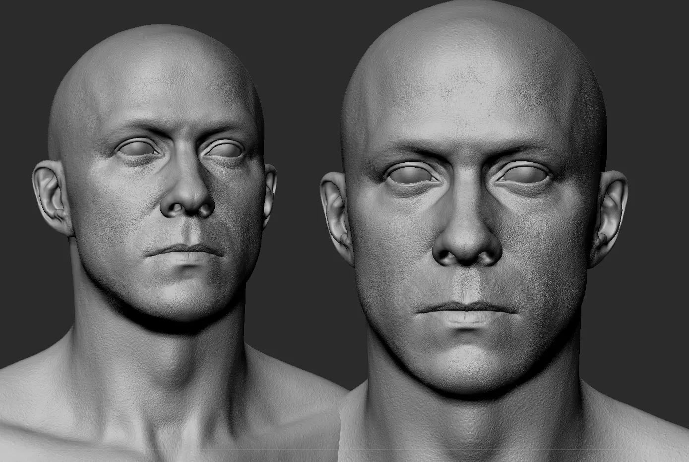 White Male Head Anatomy 3D model_0