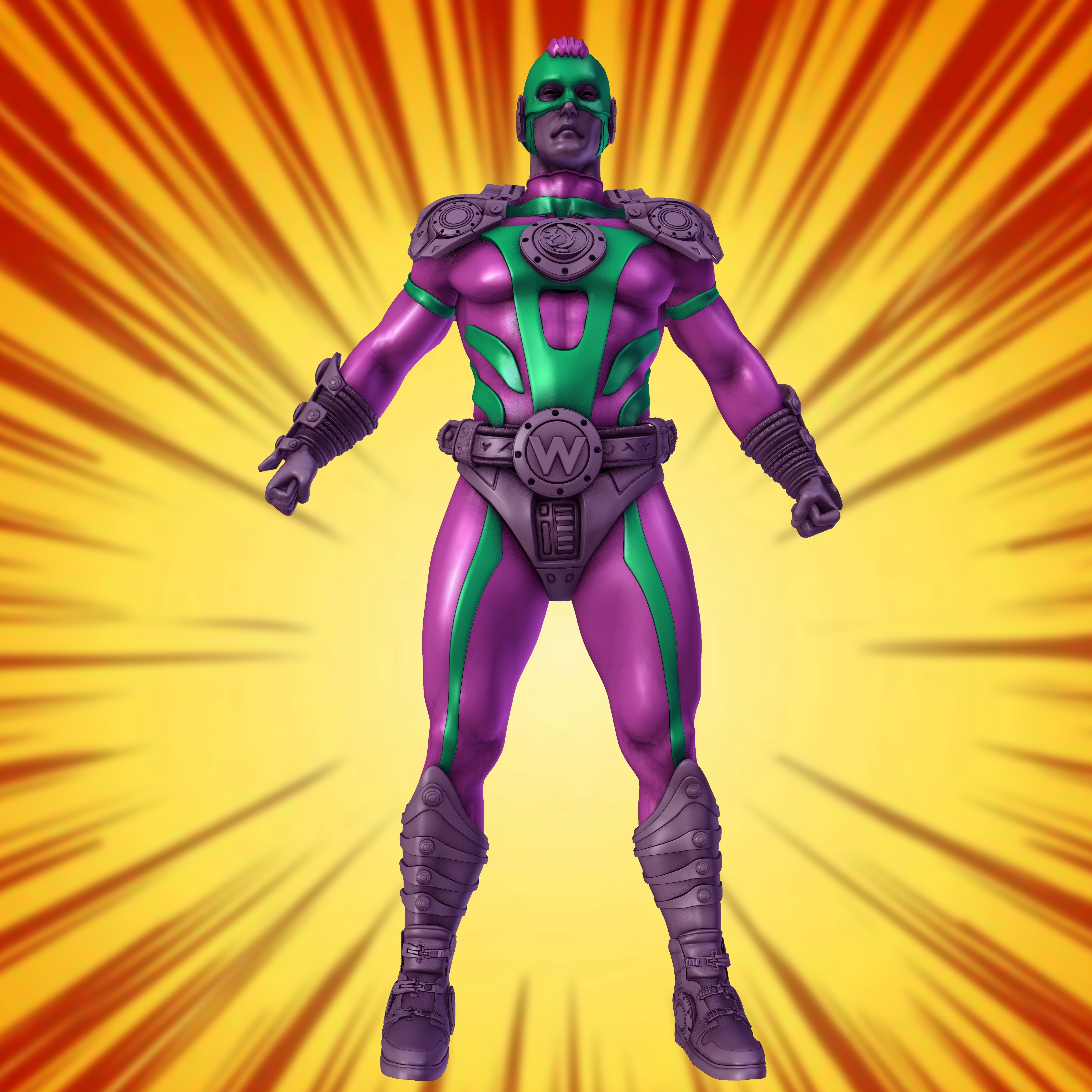 SUPER HERO CHARACTOR HIGH POLY WITH PBR  TEXTURES 3D model_7