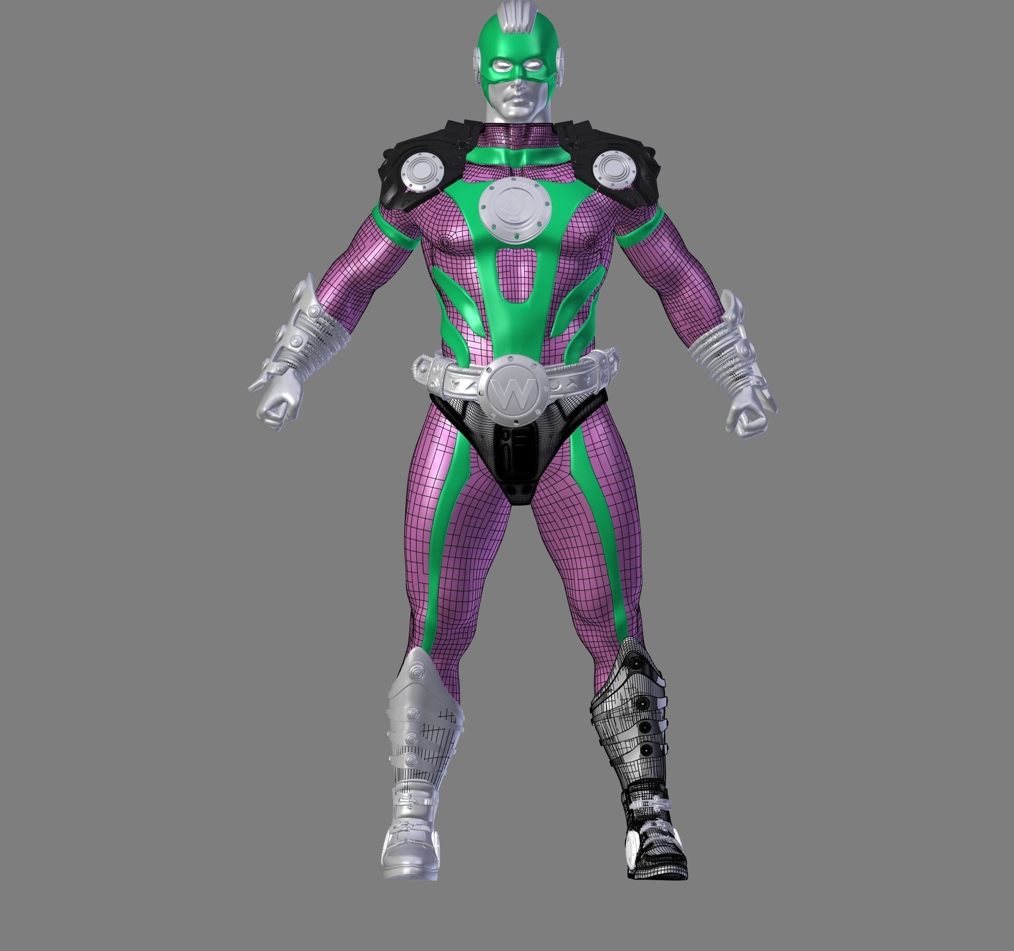 SUPER HERO CHARACTOR HIGH POLY WITH PBR  TEXTURES 3D model_12