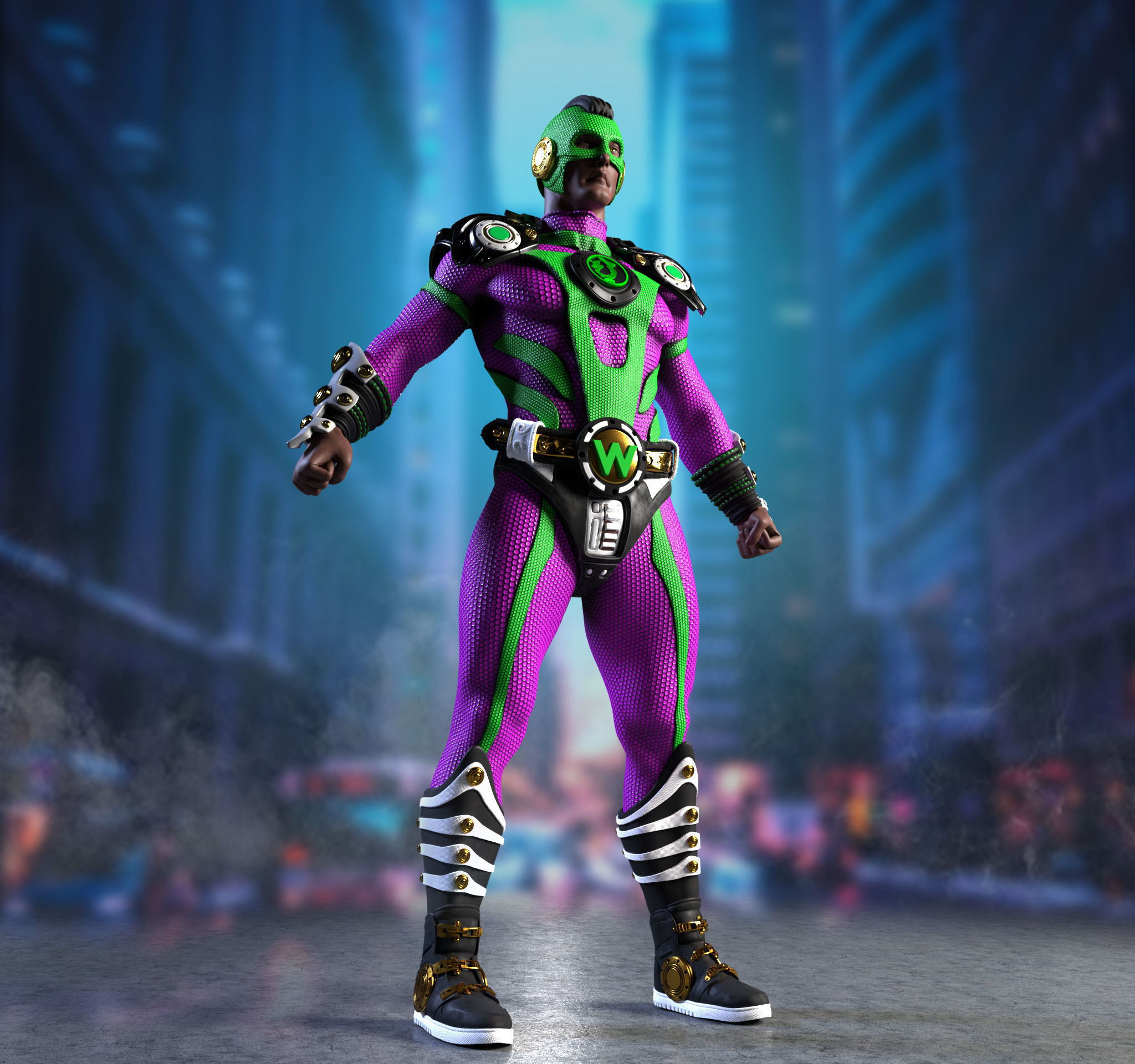SUPER HERO CHARACTOR HIGH POLY WITH PBR  TEXTURES 3D model_6