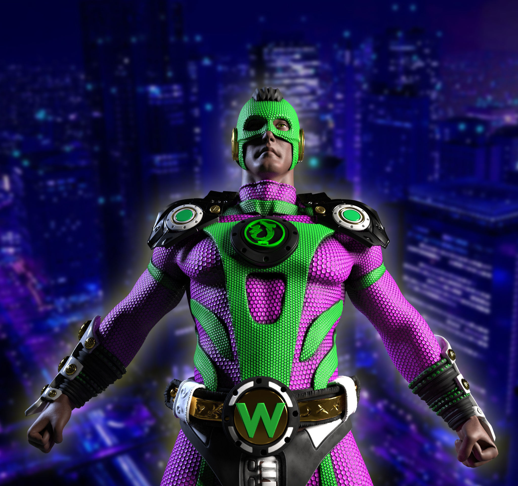 SUPER HERO CHARACTOR HIGH POLY WITH PBR  TEXTURES 3D model_2