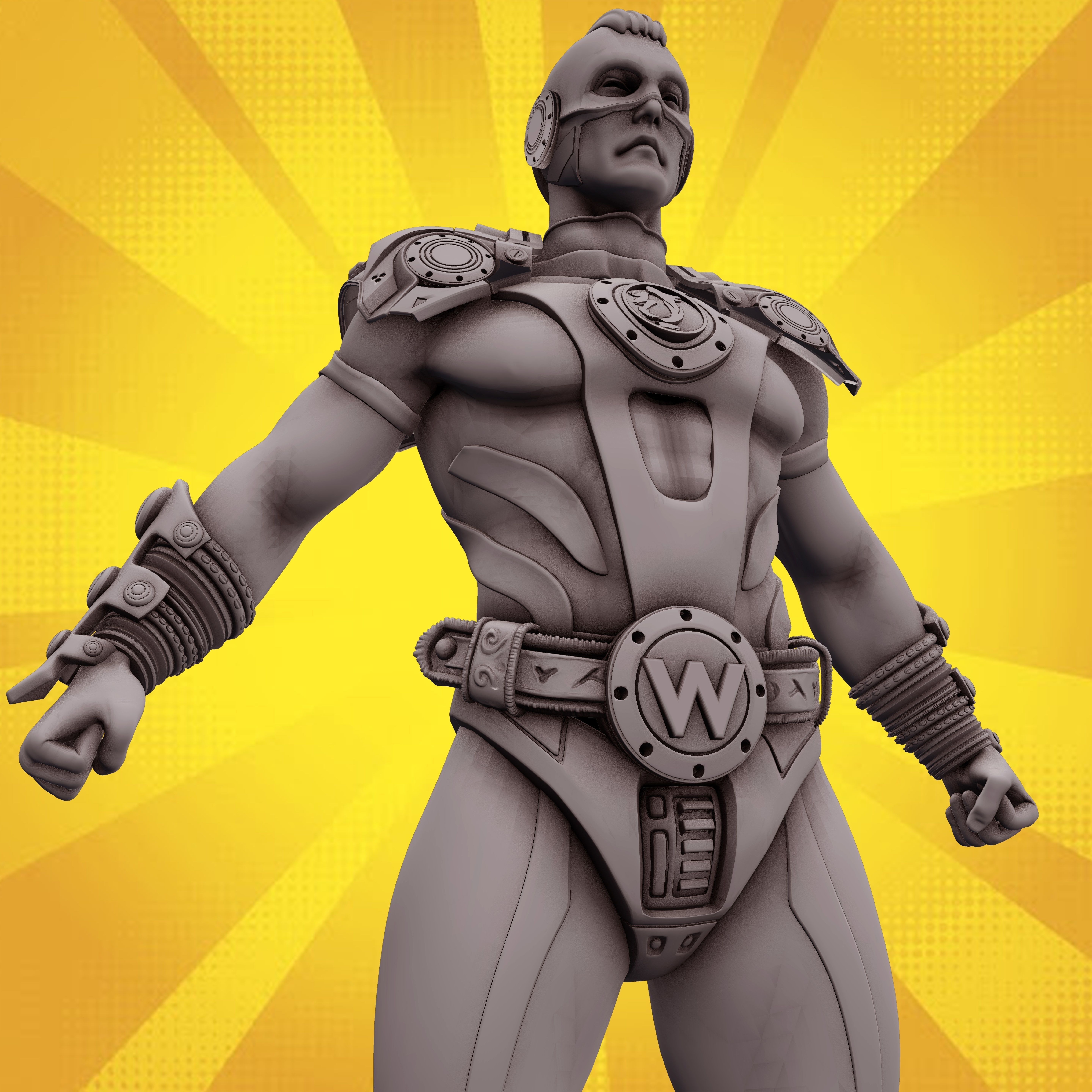 SUPER HERO CHARACTOR HIGH POLY WITH PBR  TEXTURES 3D model_1