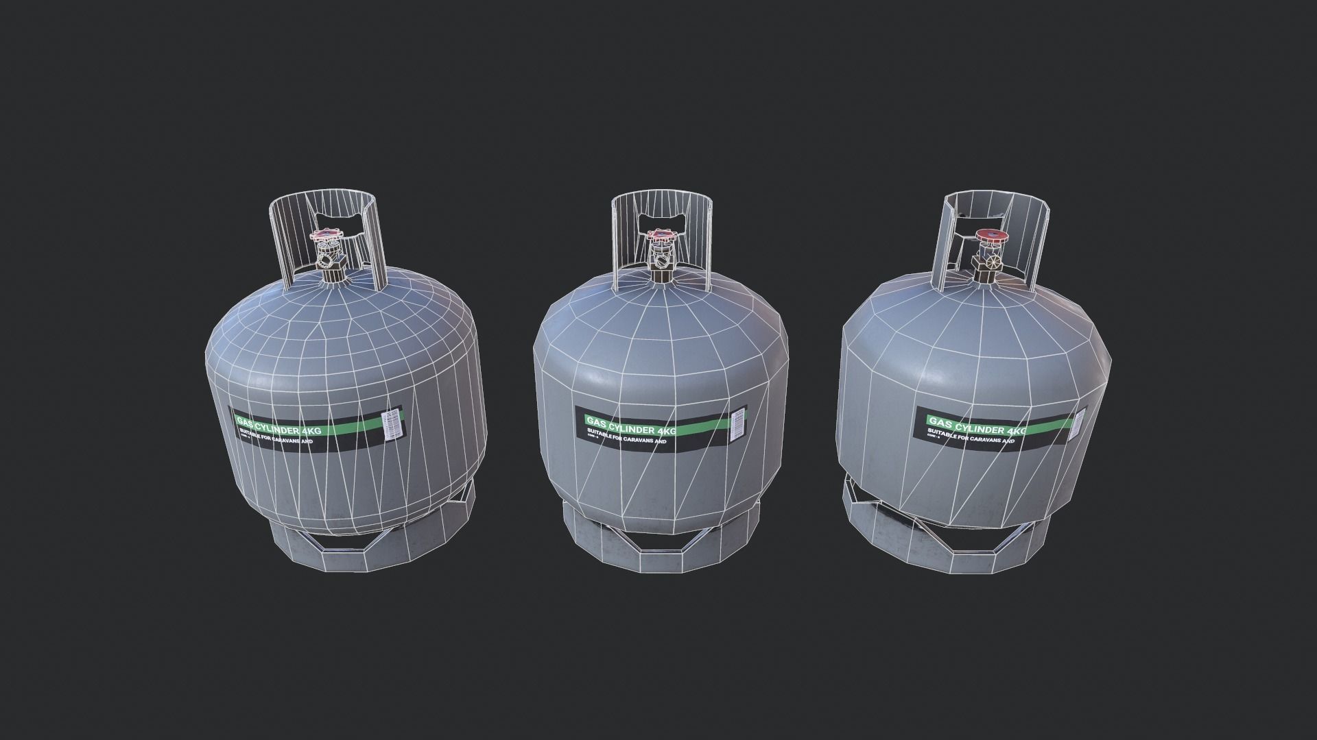 Gas Cylinder Low-poly 3D model_7