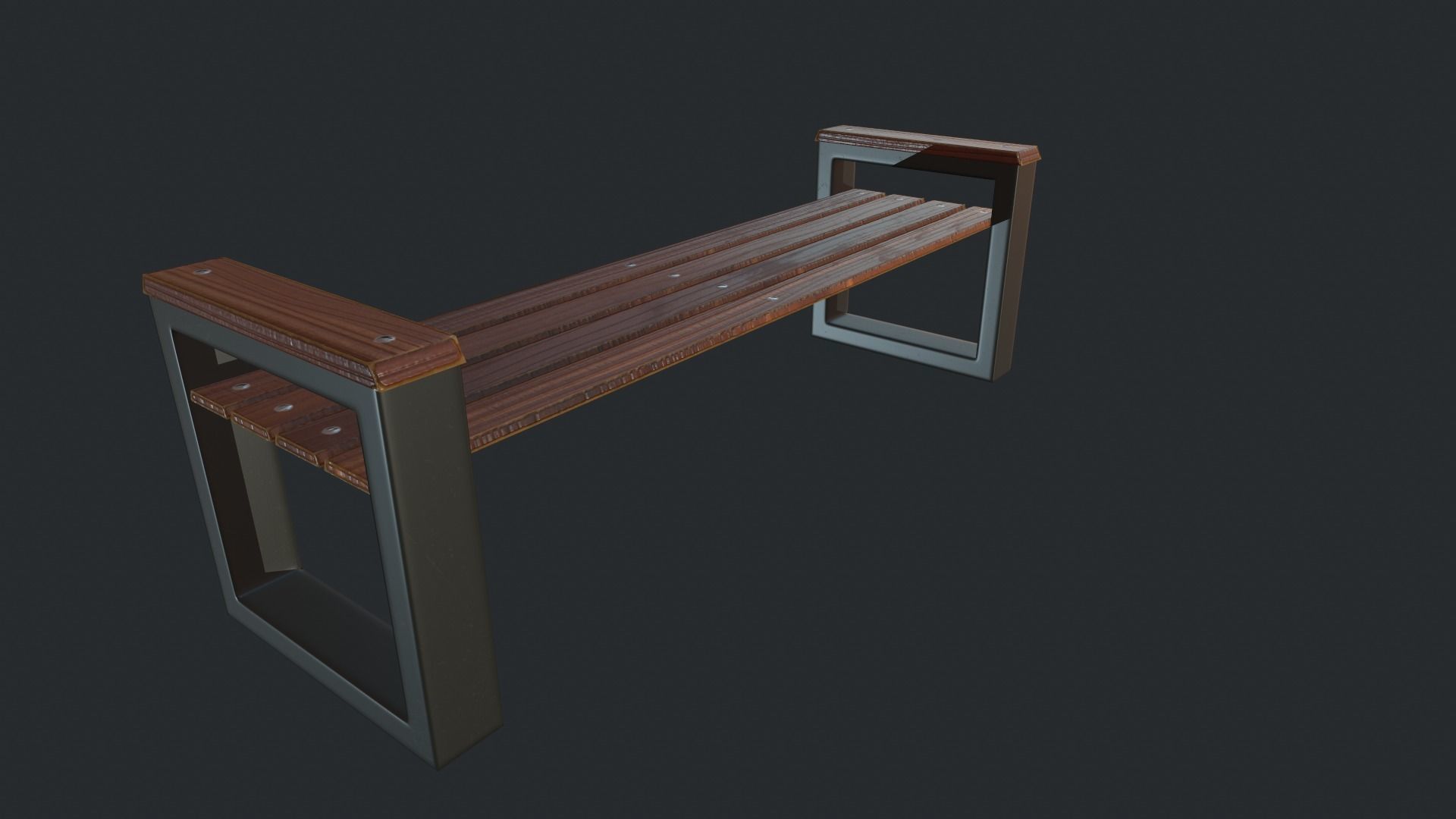 Modern Bench  Low-poly 3D model_7