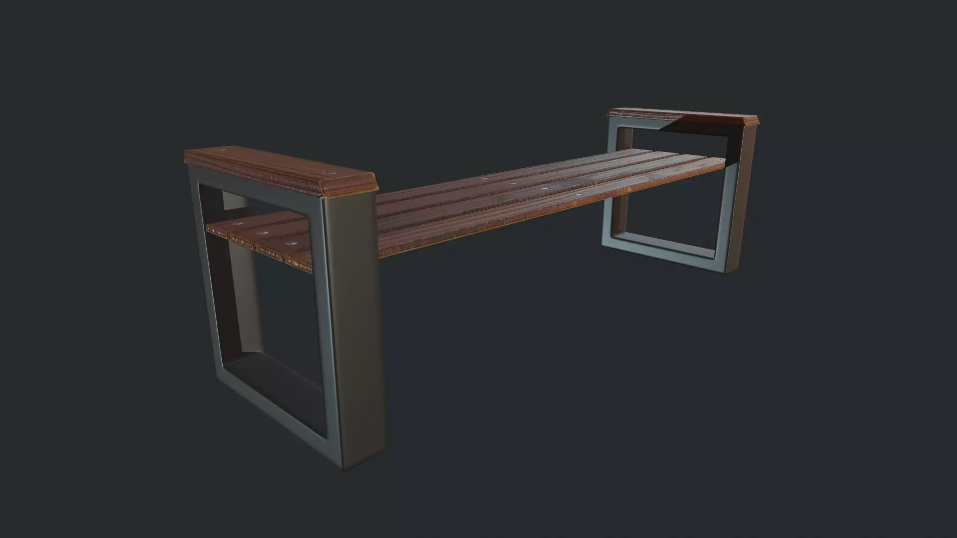 Modern Bench  Low-poly 3D model_0