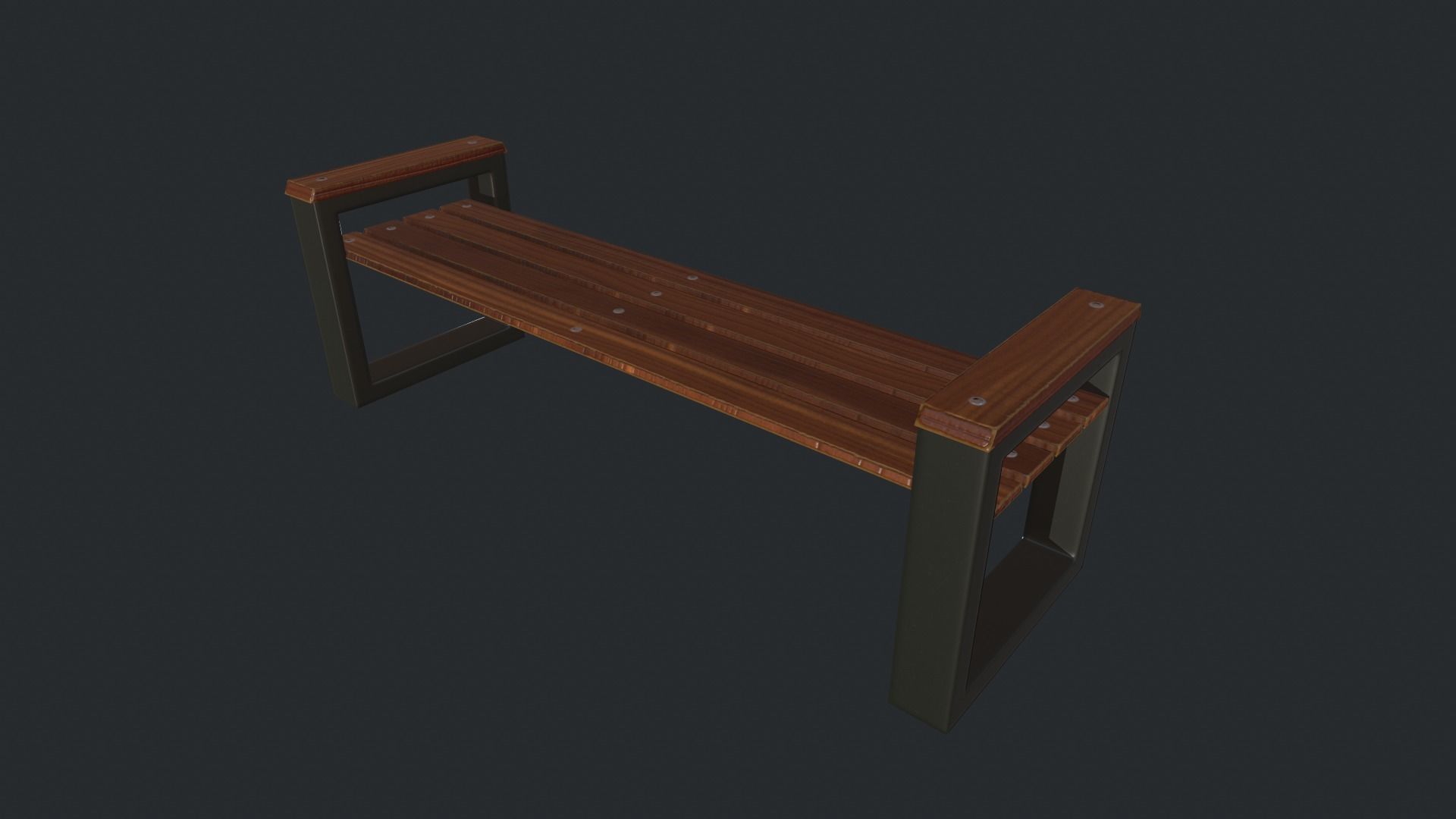 Modern Bench  Low-poly 3D model_6