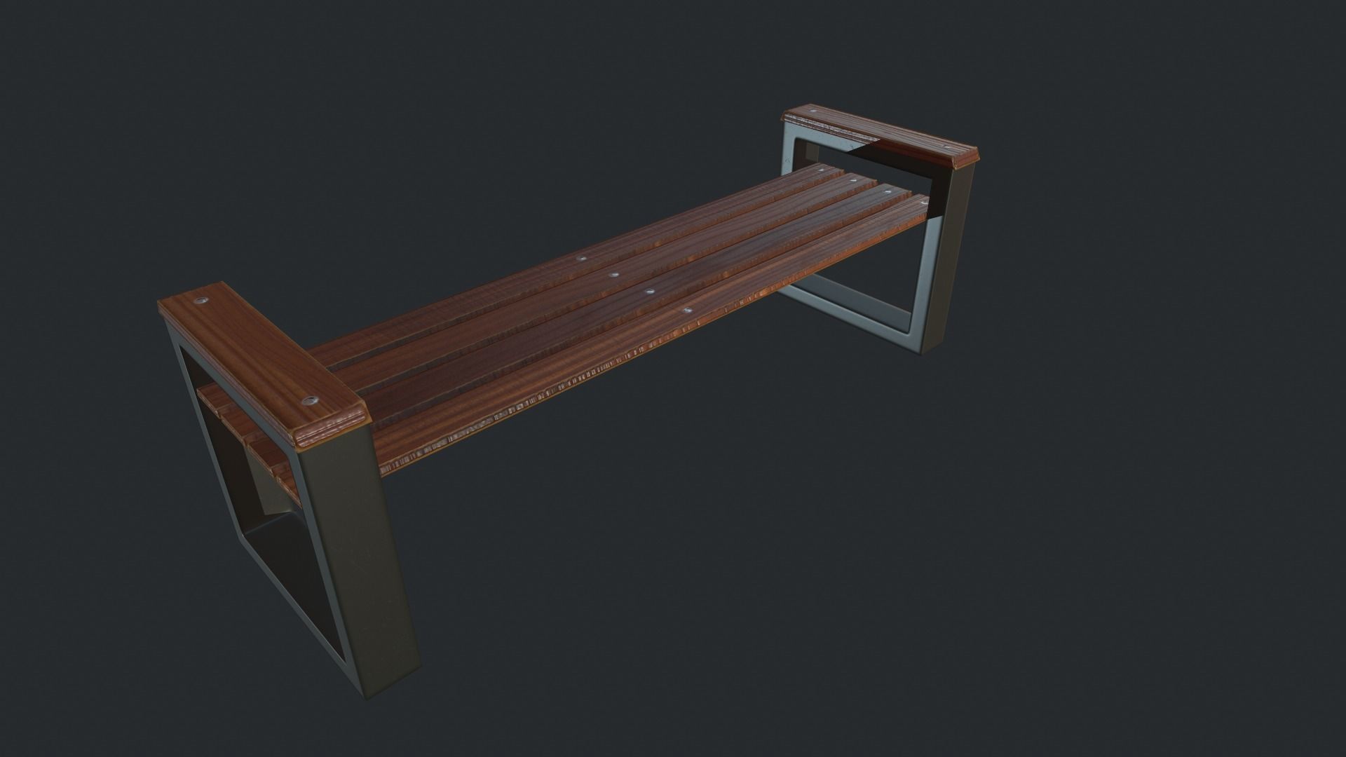 Modern Bench  Low-poly 3D model_5