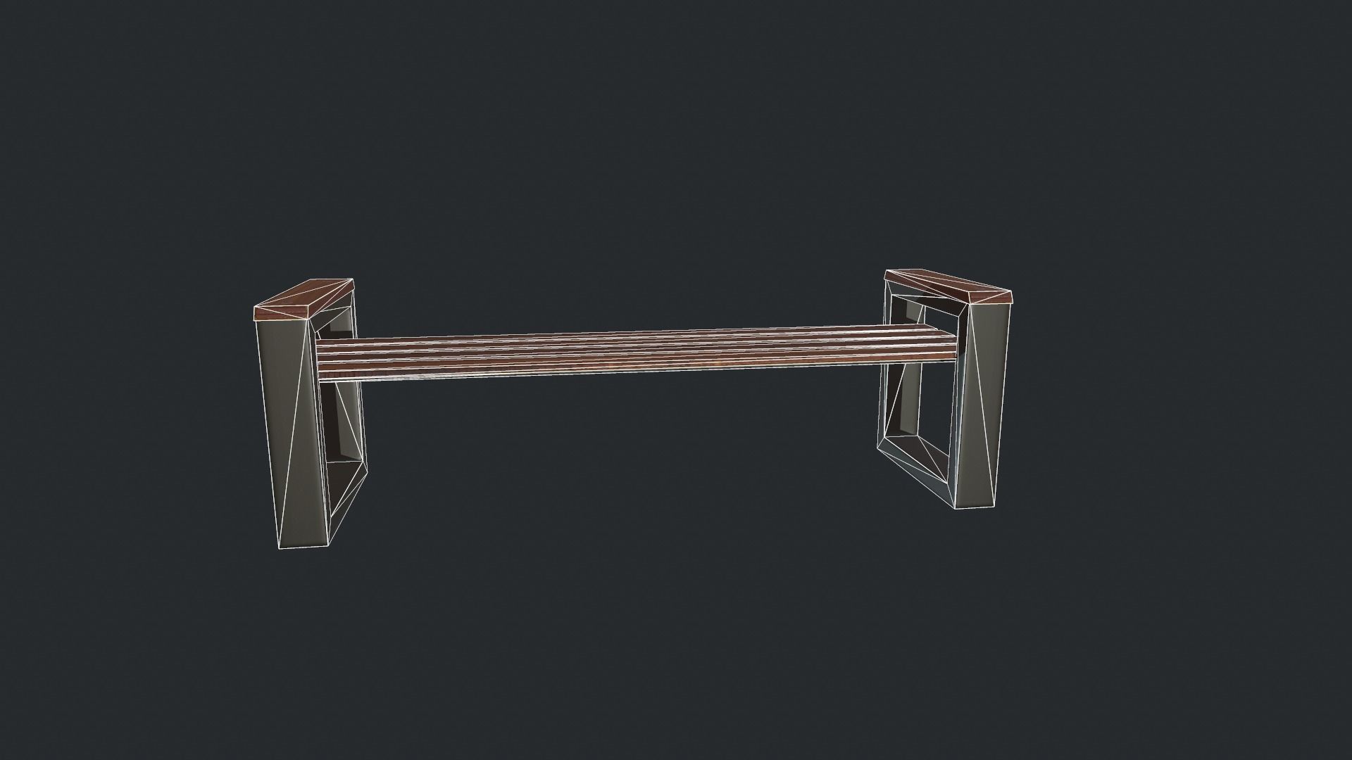Modern Bench  Low-poly 3D model_1