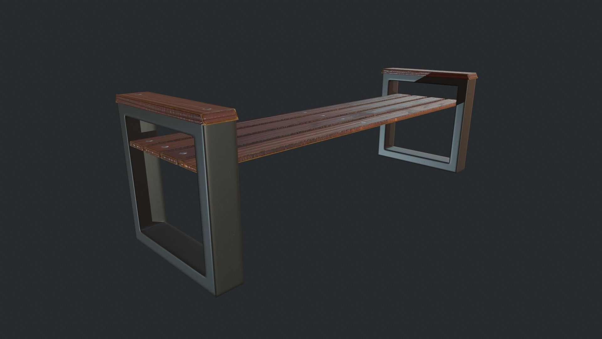 Modern Bench  Low-poly 3D model_10