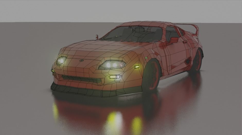 Toyota Supra mk4 Low Poly  Low-poly 3D model_6