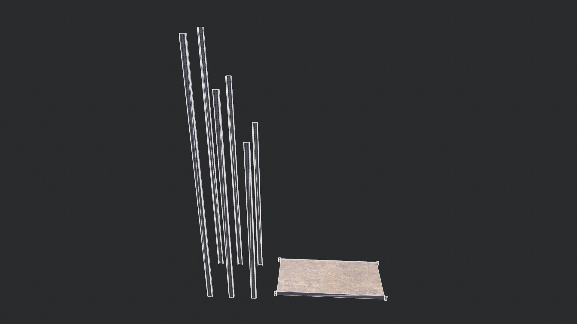 Metal Rack Low-poly 3D model_4