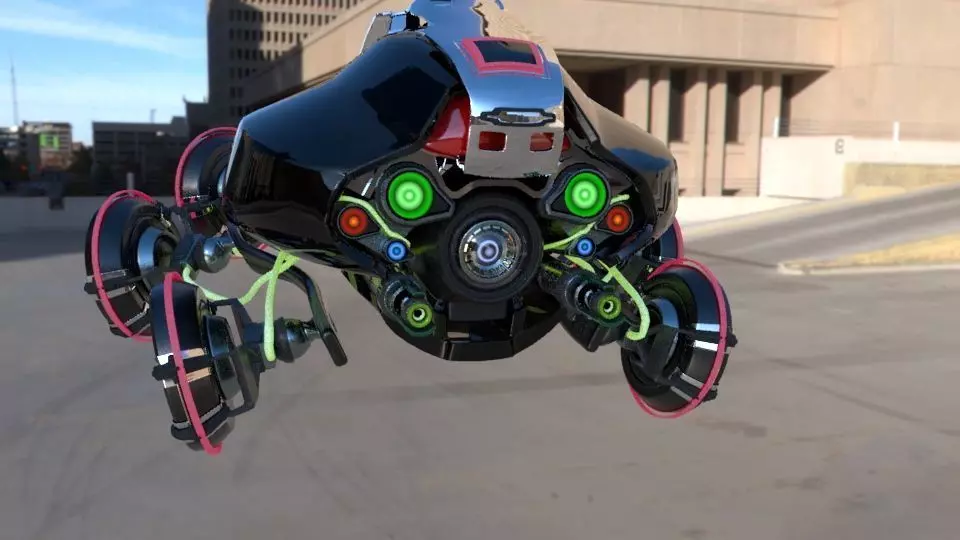 Drone model futuristic vehicle flying in air Free low-poly 3D model