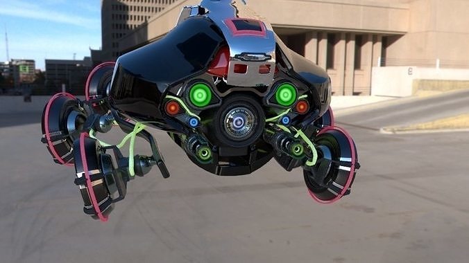 Drone model futuristic vehicle flying in air Free low-poly 3D model
