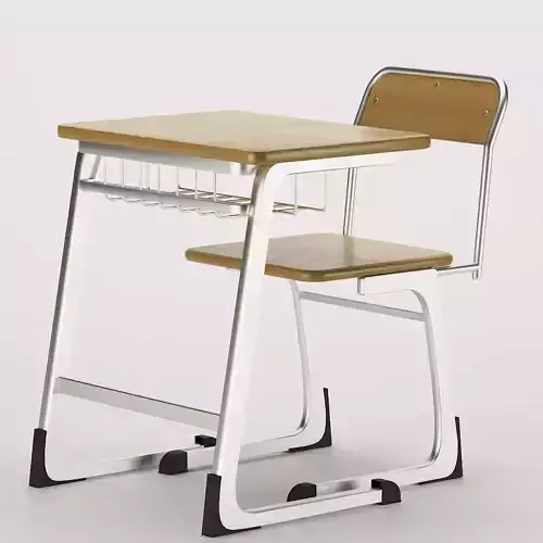 School Desk and Chair Low-poly 3D model