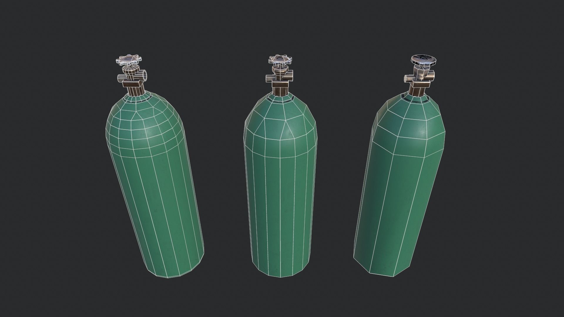 Oxygen Cylinder Low-poly 3D model_5