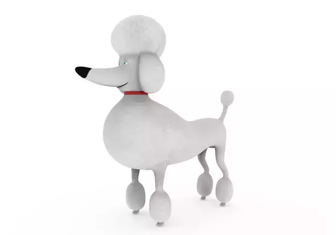 Cartoon white Poodle Low-poly 3D model