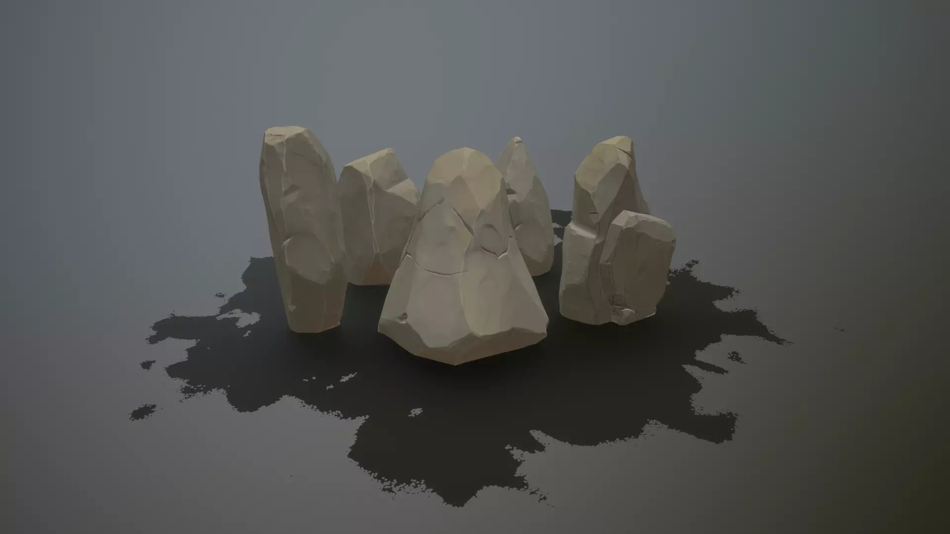 Gameready stones set of rocks Low-poly 3D model_0