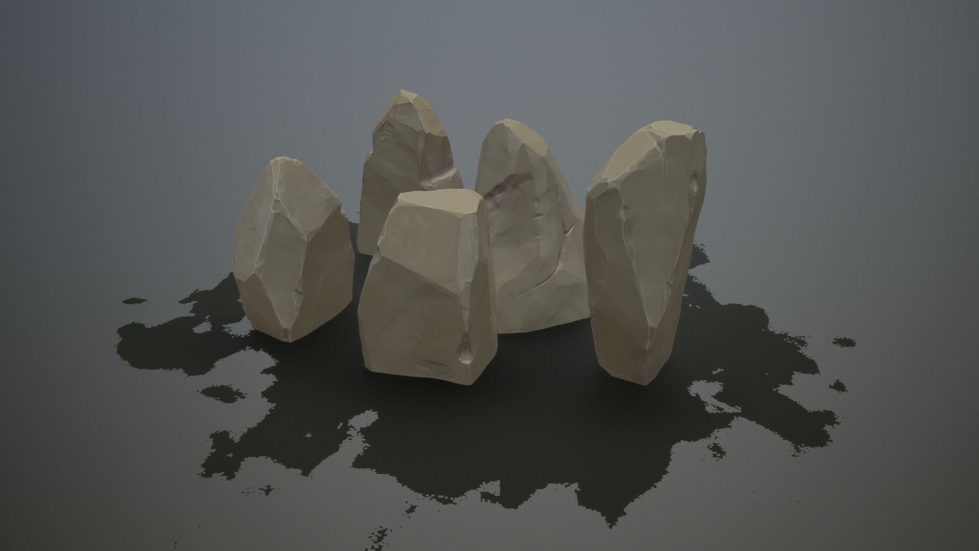 Gameready stones set of rocks Low-poly 3D model_4