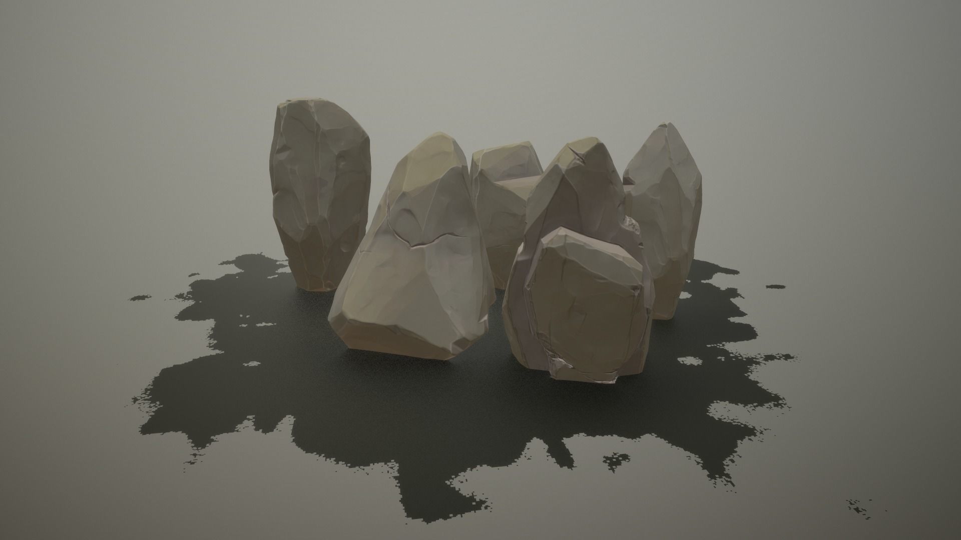 Gameready stones set of rocks Low-poly 3D model_6