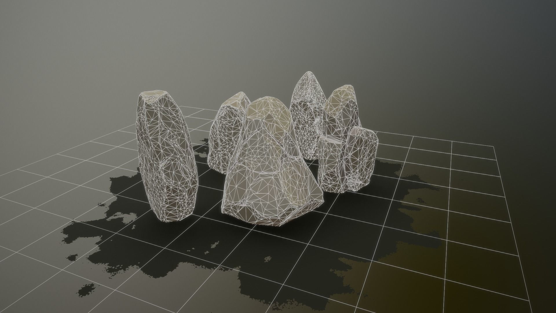 Gameready stones set of rocks Low-poly 3D model_3